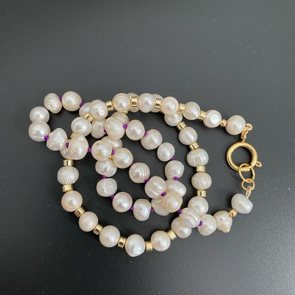 Freshwater Pearl & Gold Accent Necklace - Picture 10 of 15